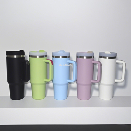 Food safe standard 40OZ large capacity double wall stainless steel tumbler with handle and straw