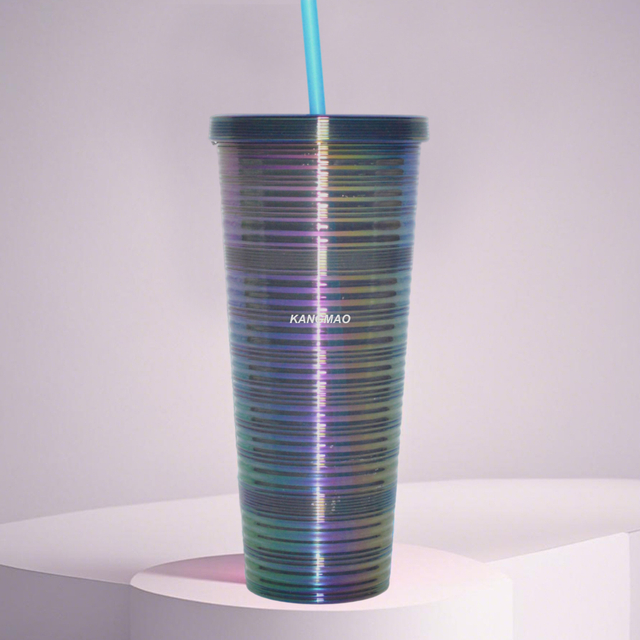 24OZ Patented newly developed diomand plastic tumbler with lids and straw for fruit juice 