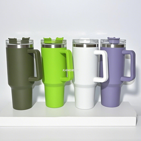 Customized color and logo large capacity 40OZ double wall stainless steel cup with handle