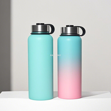 1000ML double wall stainless steel vacuum water bottle with gradient powder coating finish